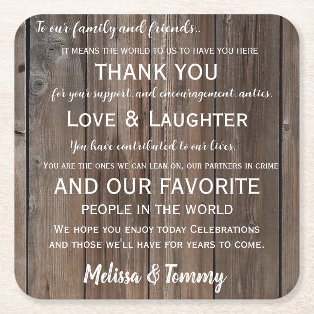 Thank you coaster Rustic Country Barn  favours (Front)
