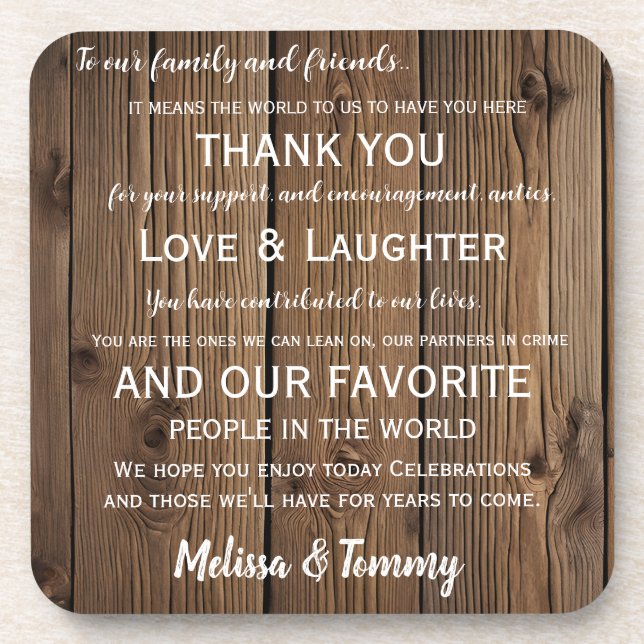 Thank you coaster Rustic Country Barn  favours (Front)