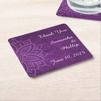 Thank you coaster wedding favor purple