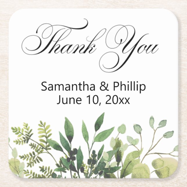 Thank you coaster wedding favors (Front)