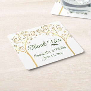 Thank you coaster wedding favour gold