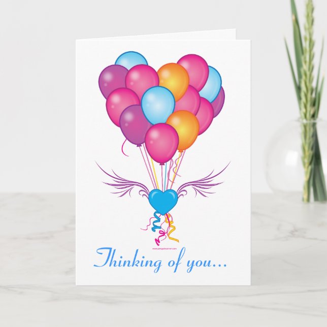 Thank You Coloured Balloons in Heart Shape (Front)