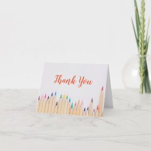 Thank You Coloured Pencils Photo and Logo Card