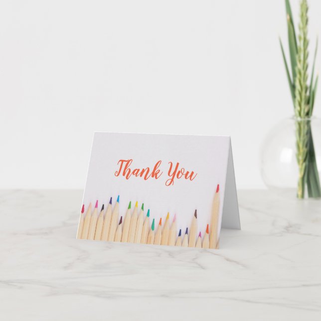 Thank You Coloured Pencils Photo and Logo Card (Front)