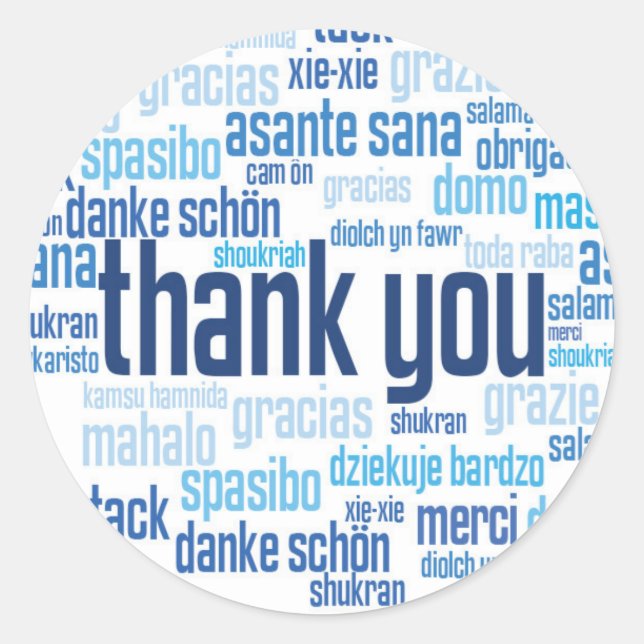 Thank you colourful blue envelope seal sticker (Front)