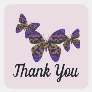 Thank You Colourful Butterflies Modern Appreciatio Square Sticker