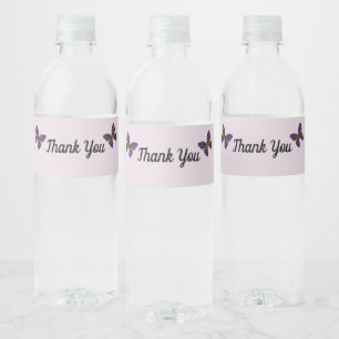 Thank You Colourful Butterflies Vivid Appreciation Water Bottle Label