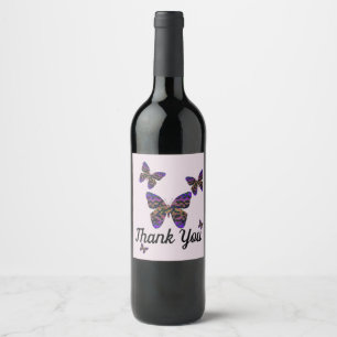 Thank You Colourful Butterflies Vivid Appreciation Wine Label