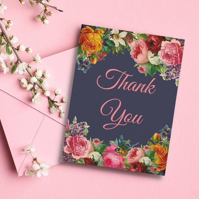 Thank you, colourful floral background postcard (Creator Uploaded)