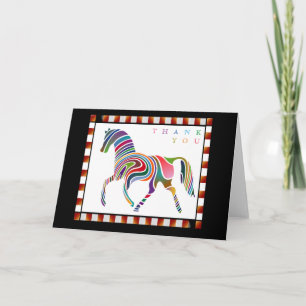 Thank You Colourful Horse Pony with Border Black