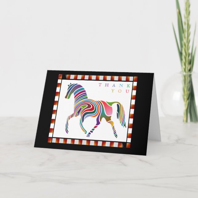 Thank You Colourful Horse Pony with Border Black (Front)