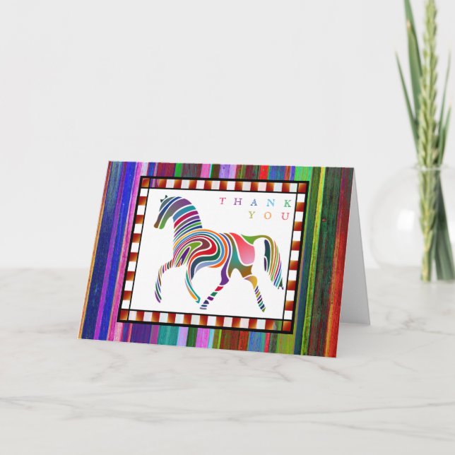 Thank You Colourful Horse Pony with Border Black (Front)
