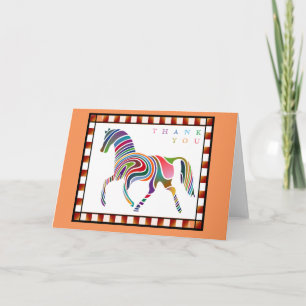 Thank You Colourful Horse Pony with Border Orange