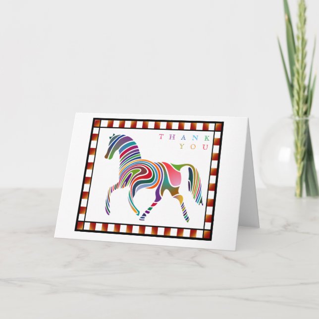 Thank You Colourful Horse Pony with Border White (Front)