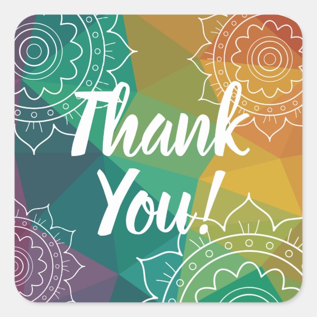 Thank you colourful mandala sticker (Front)