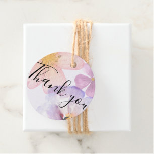 Thank you Colourful Pastel Purple Watercolor Flowe Favour Tags