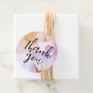 Thank you Colourful Pastel Purple Watercolor Flowe Favour Tags