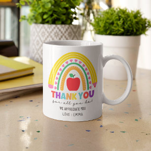 Thank You Colourful Teacher Appreciation Rainbow Coffee Mug