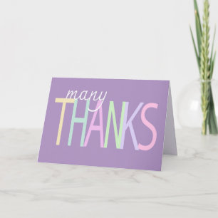 Thank You Colourful Text On Purple Card