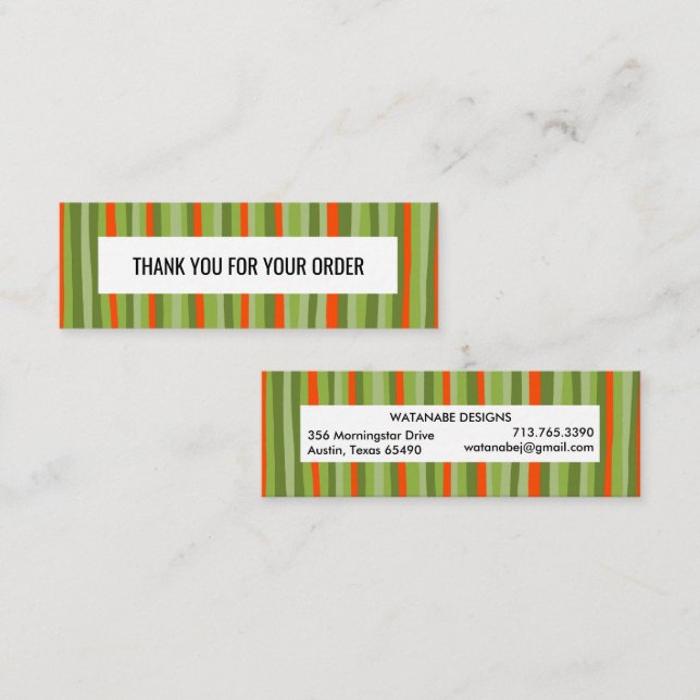 THANK YOU Colourful Xmas Minimalist Stripes  Mini Business Card (Front/Back)