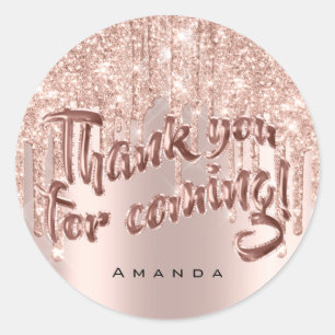 Thank You Coming 16th Bridal Rose Glitter Balloons Classic Round Sticker