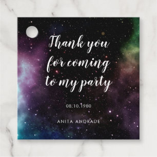 Thank You Coming My Party Galaxy Birthday Space Favour Tags