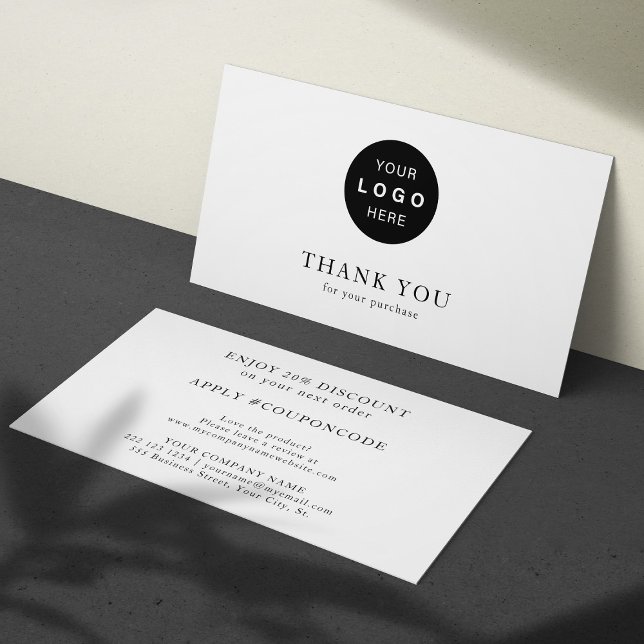 Thank you company logo black and white discount card (Creator Uploaded)