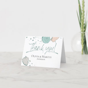 Thank You Coral and Lilac Seashells Card