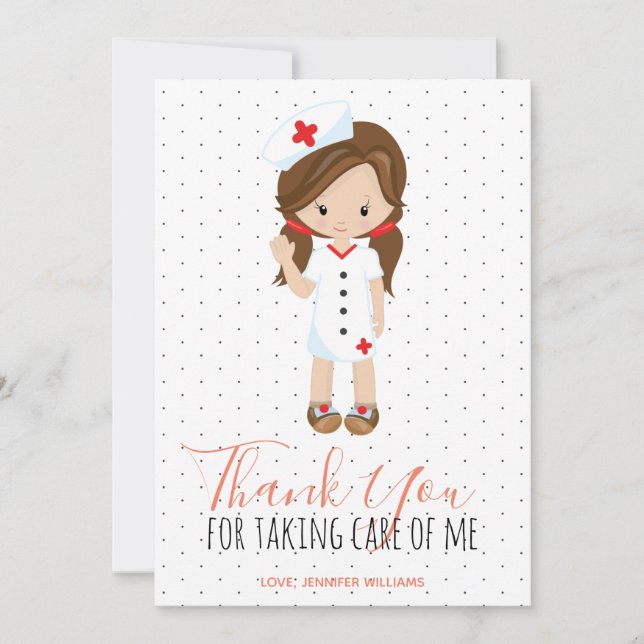 Thank You Coral Script Polka dot Medical Nurse (Front)