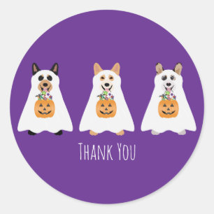 Thank You Corgi Ghost Dogs Halloween Classic Round Sticker