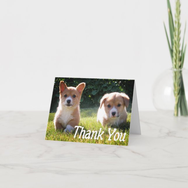 Thank You Corgie ( Pembroke ) Puppy Dog Note Card (Front)