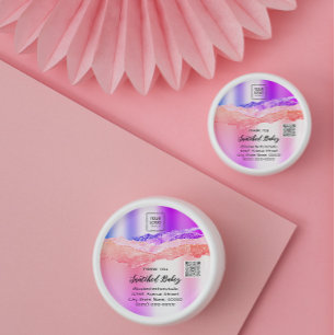 Thank You Cosmetic Logo QR Code Pink Purple Violet Classic Round Sticker