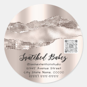 Thank You Cosmetics Logo QR Code Rose Classic Round Sticker