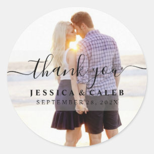 Thank You Couple's Photo Circle Sticker