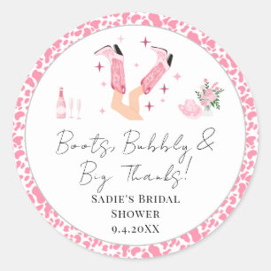Thank You Cowboy Boots & Bubbly Bridal Shower Classic Round Sticker
