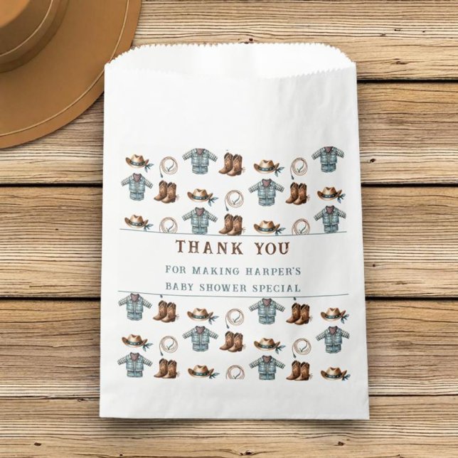 Thank You Cowboy Pattern Boy Baby Shower  Favour Bags (Creator Uploaded)