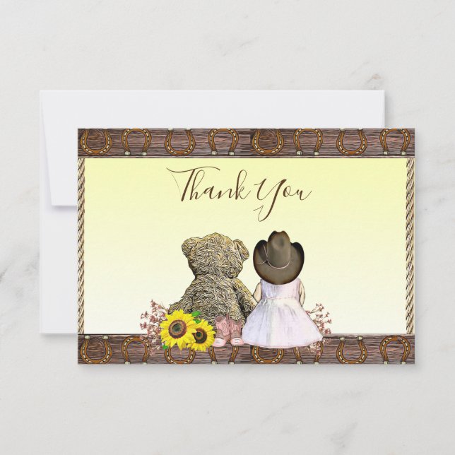 Thank You | Cowgirl Themed Baby Shower  Card (Front)