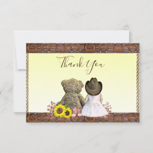 Thank You   Cowgirl Themed Baby Shower  Card