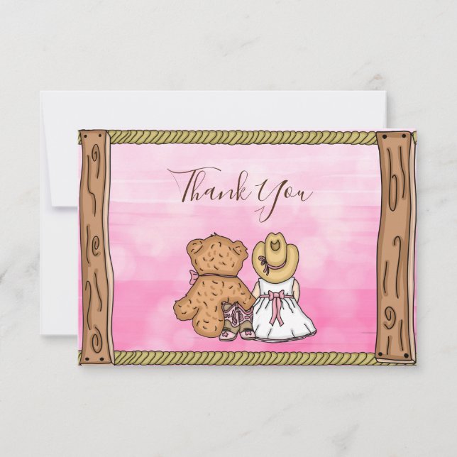 Thank You | Cowgirl Themed Baby Shower  Card (Front)