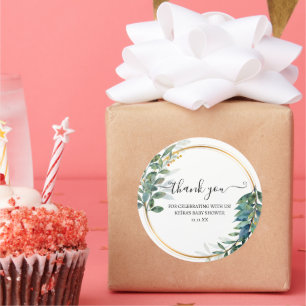 Thank you crayon ivy and flowers classic round sticker