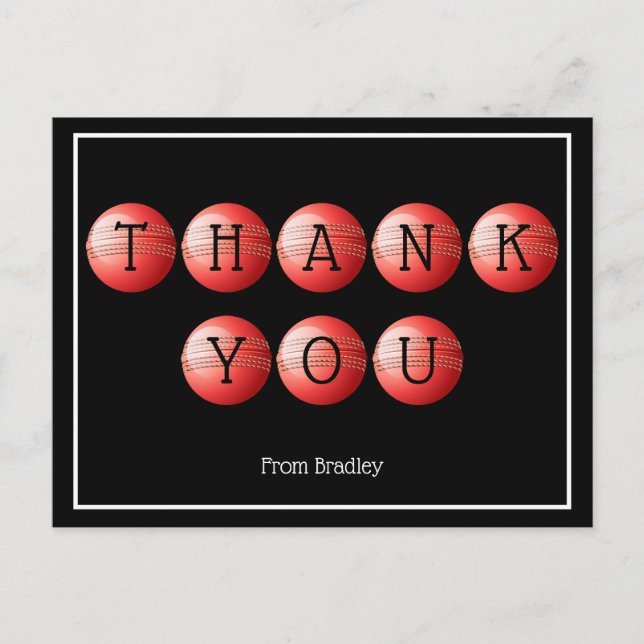 Thank You Cricket Custom Personalised Postcard (Front)