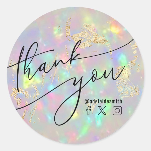 thank you crystal opal classic round sticker (Front)