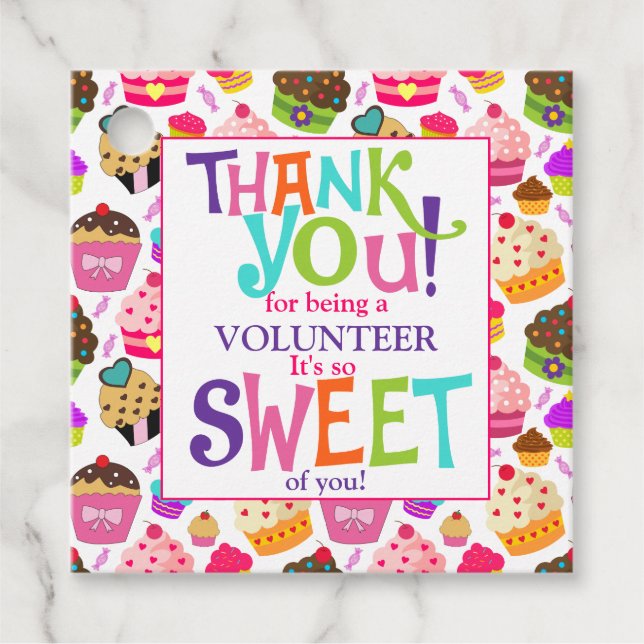 Thank You Cupcake Volunteer Favour Tags (Front)