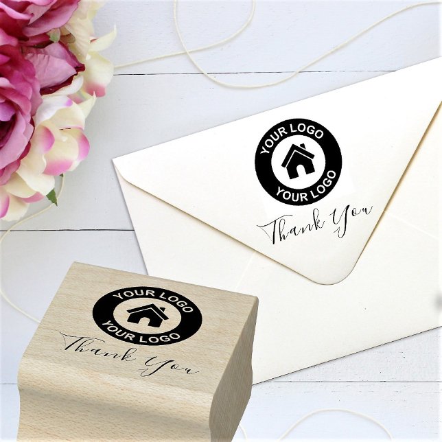 Thank You Custom Business Logo And Text Rubber Stamp (Creator Uploaded)
