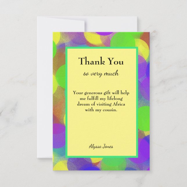 Thank You Custom Colourful Sponge Paint Occasion (Front)