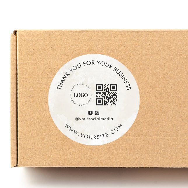 Thank You Custom Company Logo QR Code Social Media Classic Round Sticker (Creator Uploaded)