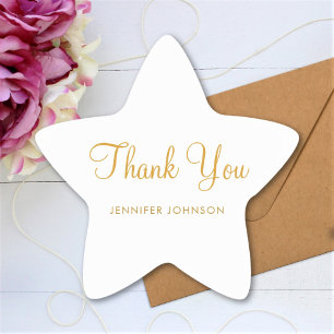 Thank You Custom Elegant Script Text Name Star Sticker