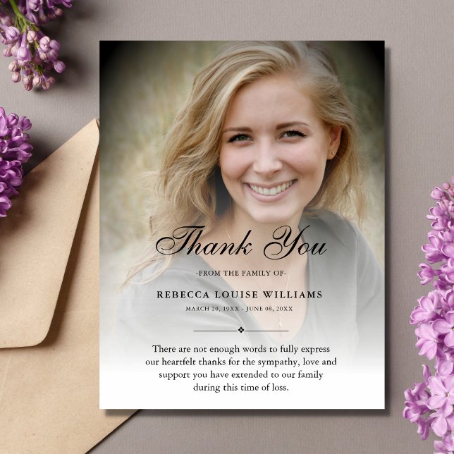 Thank You Custom Funeral Photo Sympathy Grief Card (Creator Uploaded)