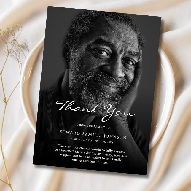 Thank You Custom Funeral Photo Sympathy Grief Loss Card (Sympathy Thank You Custom Photo)