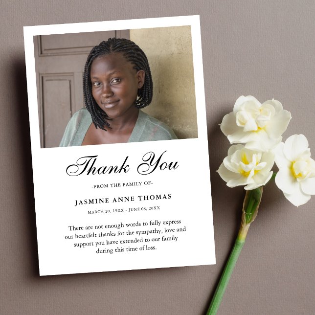 Thank You Custom Funeral Photo Sympathy Grief Loss Card (Sympathy Thank You Card)